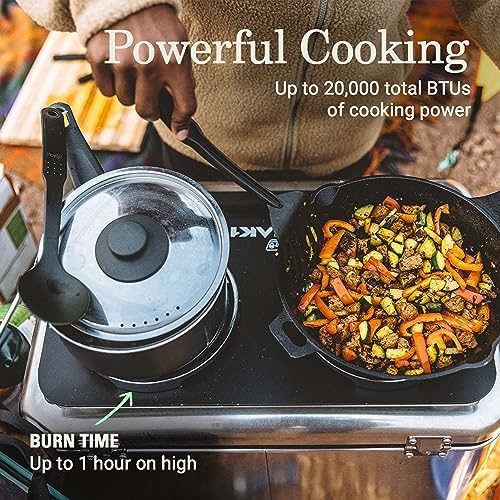 Coleman PEAK1 2-Burner Portable Camping Stove, Premium 20,000 BTUs Gas Stove with Adjustable Burners & Carry Case, Great for Camping, Tailgating, Grilling, BBQ, & More