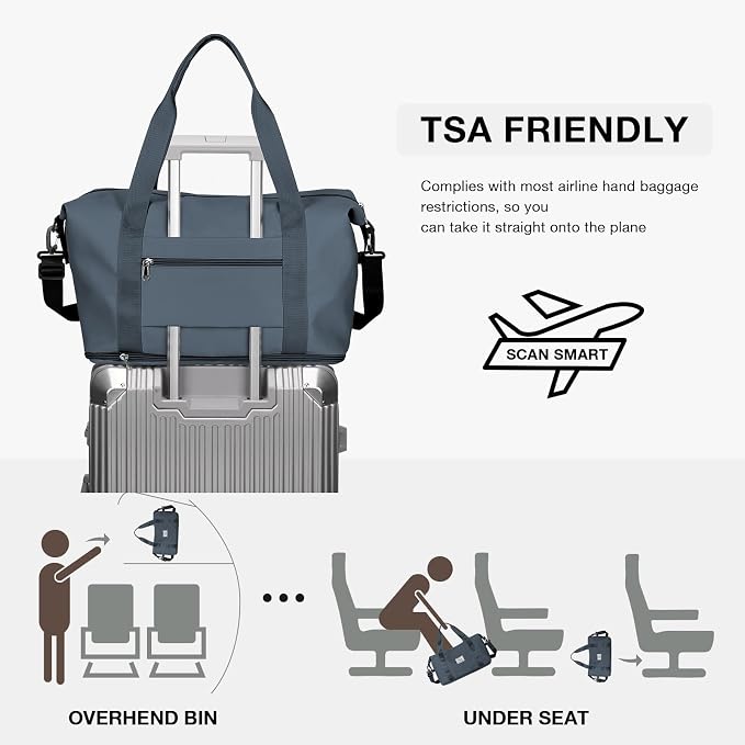 Travel Duffel Bag, Sports Tote Gym Bag, Shoulder Weekender Overnight Bag