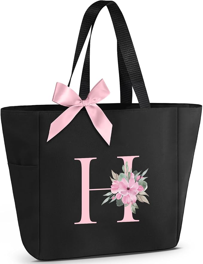 Vavabox Tote Bag, A-Z Initial Monogrammed Waterproof Tote Bag, Bridesmaid Gifts