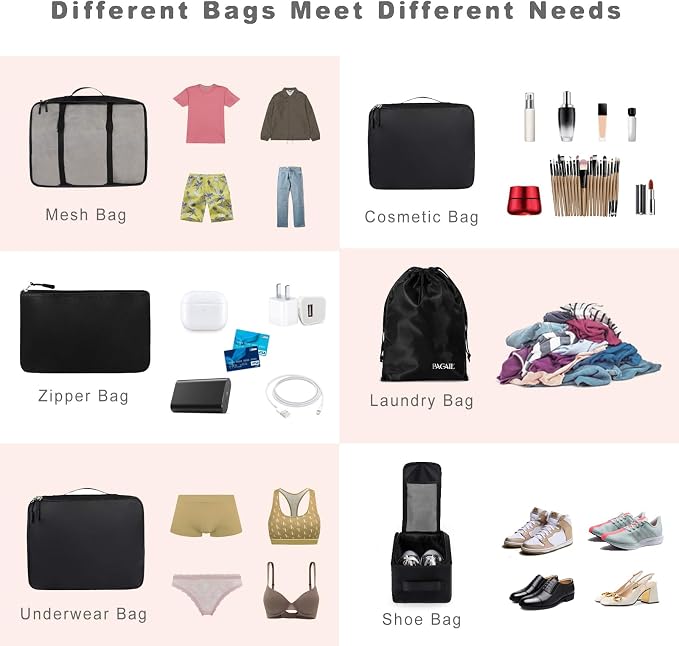 BAGAIL 8 Set Packing Cubes Luggage Packing Organizers
