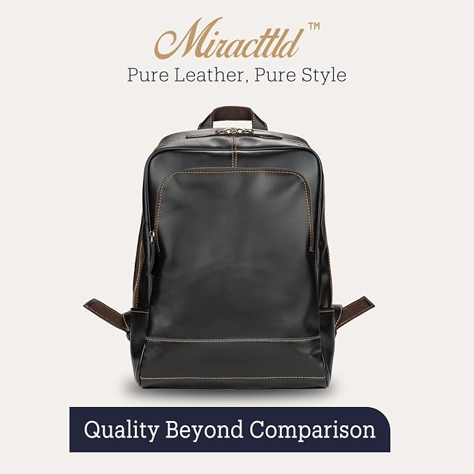 Leather Backpack for Men 15.6" Laptop Backpack 100% Madagascar top-Grain