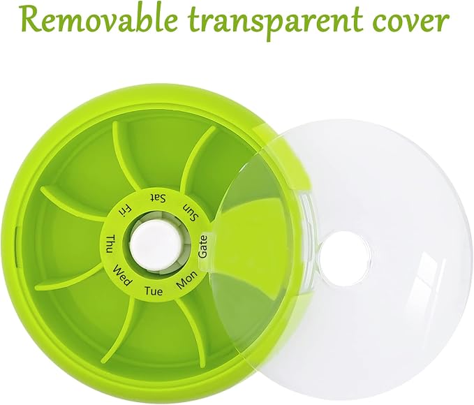 INVODA Weekly Pill Organizer 7 Compartment Rotating Pill Box