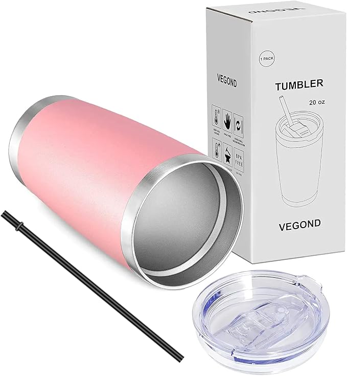 VEGOND 20oz Tumbler with Lid and Straw Stainless Steel Tumbler Cup Vacuum