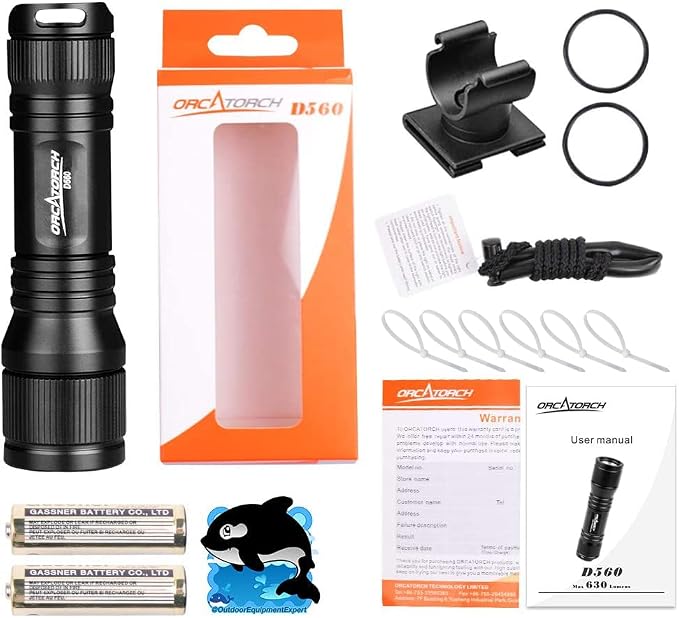 ORCATORCH D560 Mini Scuba Dive Light Headlamp 650 Lumen Mask Diving Flashlight