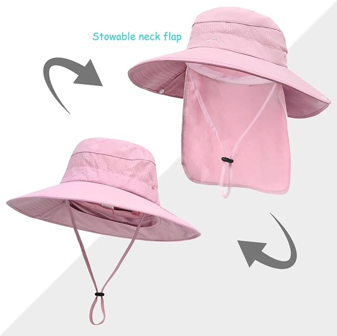 Sun Hats for Men Women, UPF50+ Protection Safari Hat, Wide Brim Fishing Hat