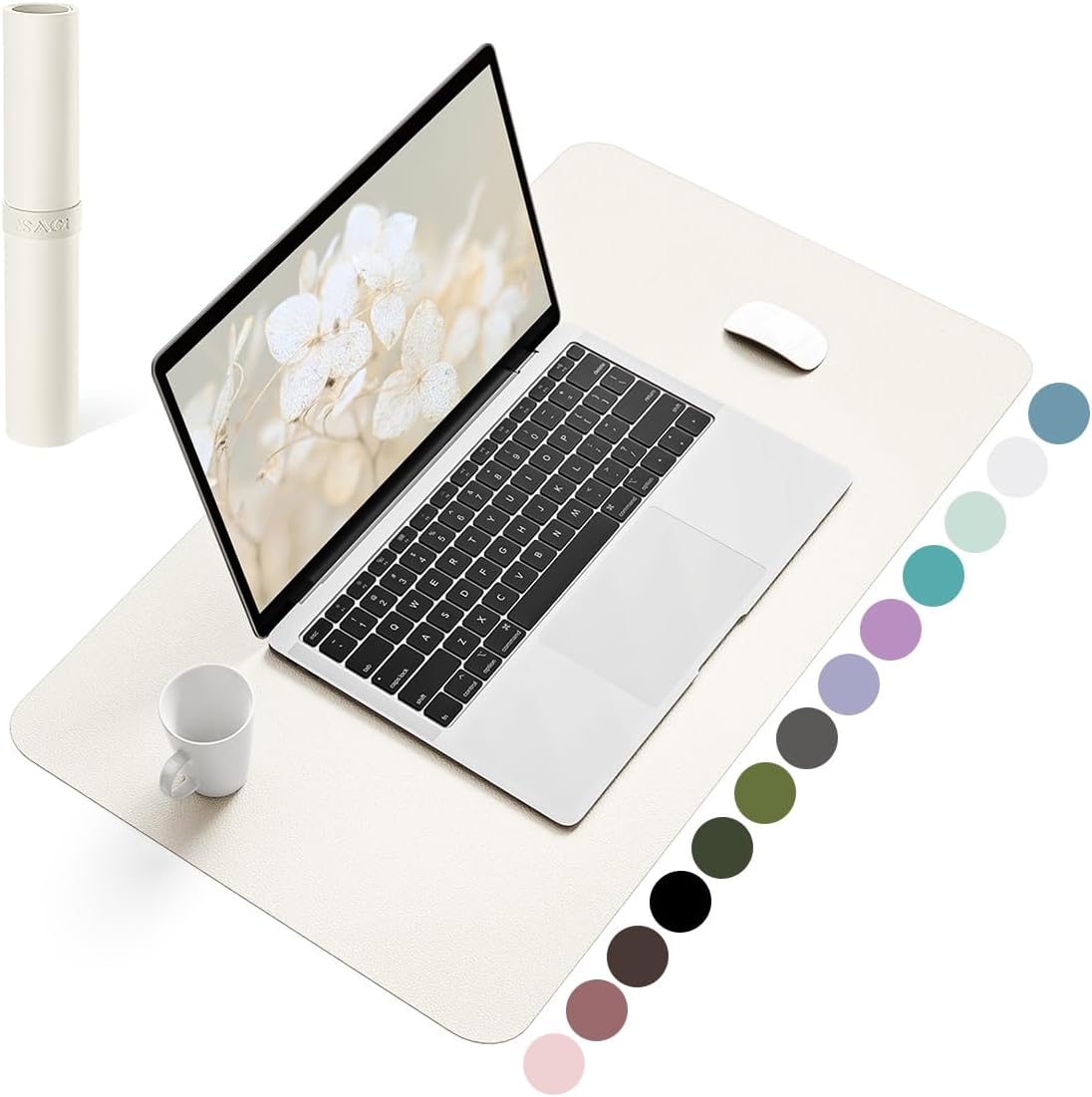 YSAGi Non-Slip Leather Desk Pad, Desk Matt for Desktop, Waterproof Laptop Computer Keyboard Mat, Table Protector Blotter Mat, Large Mouse Pad for Office/Work/Home/Decor(Cream, 23.6" x 13.7")