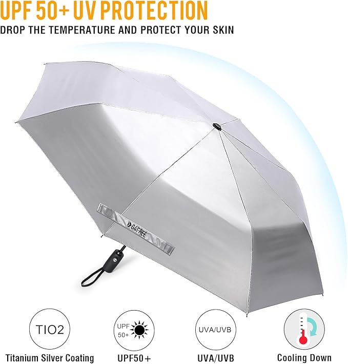 G4Free UPF 50+ UV Protection Large Travel Umbrella 42/46 Inch Auto Open Close
