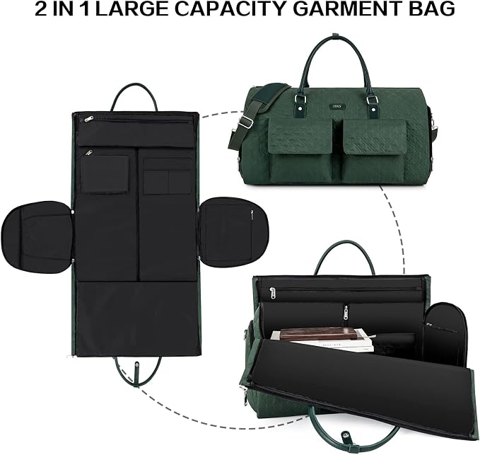 Garment Bag for Travel With Toiletry Bag Convertible Carry On Weekender Bag