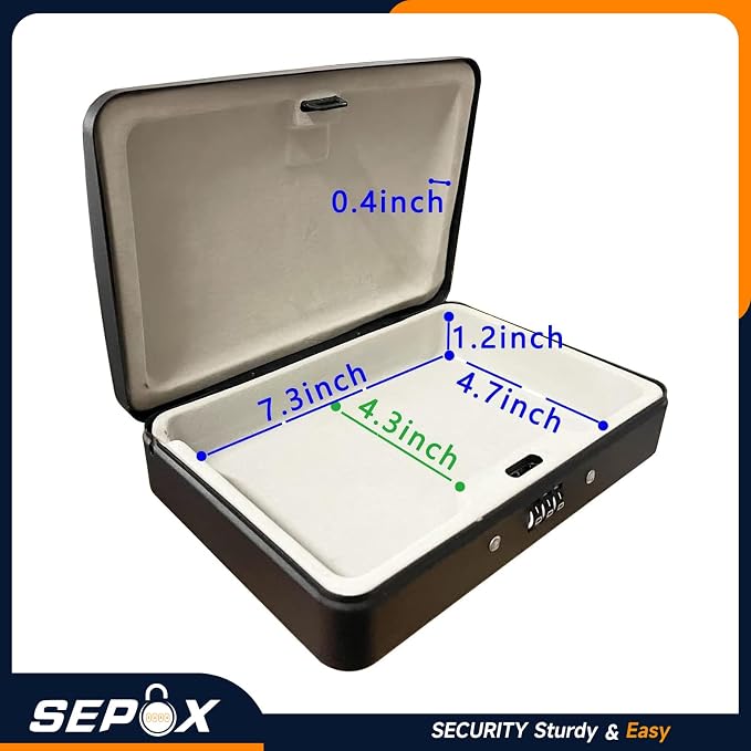 SEPOX® 2Pcs Water/Fire-Resistant Portable Security Case Lock Box Steel
