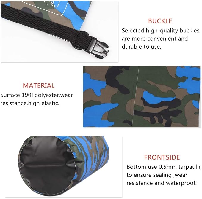 Waterproof Dry Bag 2L/5L/10L/15L/20L/30L, Roll Top Sack Keeps Gear Dry