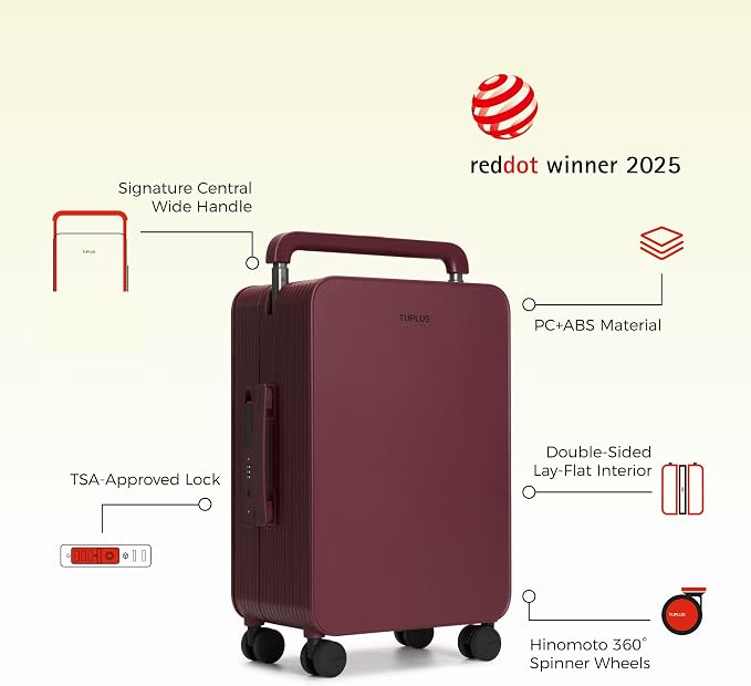 TUPLUS 20” Carry-On Hardside Luggage Lightweight ABS Travel Suitcase