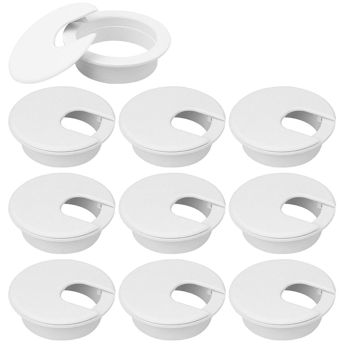 20Pack 2" Black Desk Grommet, HNBun Wire Cable Hole Cover Plug Cap Insert, PC Computer Desk Plastic Grommet Cord Wire Organizer Caps for Hide Office Cords and Cables