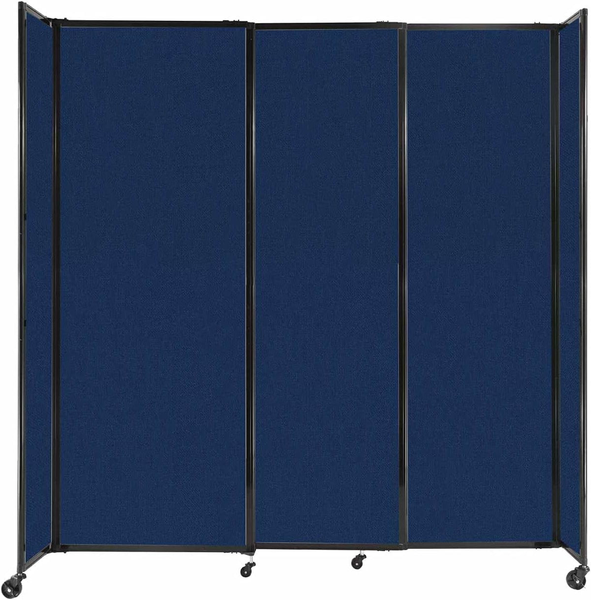 Versare Straightwall Sliding Portable Wall Partition | Freestanding Office Dividers | Locking Wheels | Temporary Room Separator | 7'2'' Wide x 7'6'' Tall Navy Blue Fabric Panels