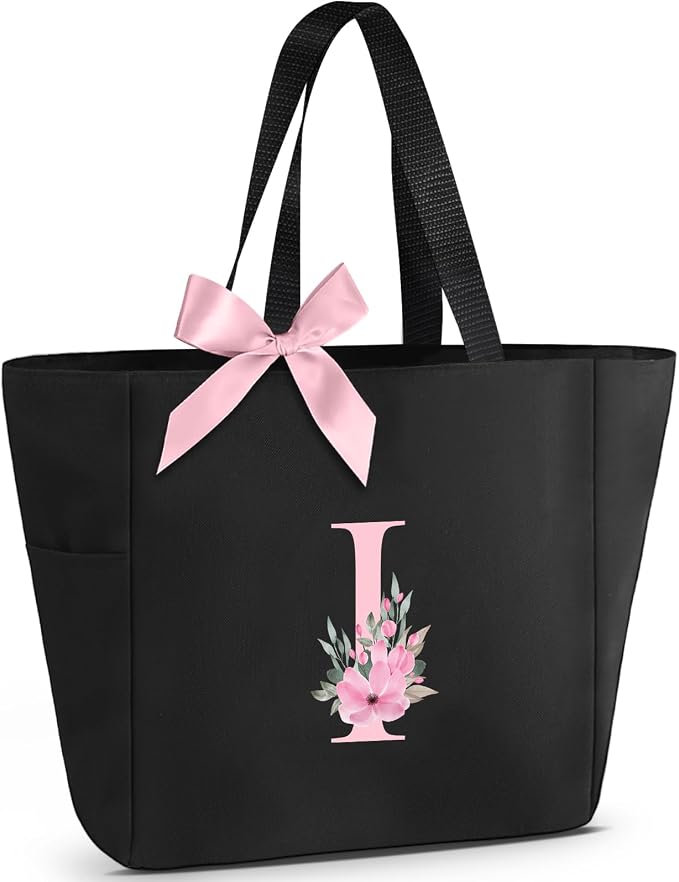 Vavabox Tote Bag, A-Z Initial Monogrammed Waterproof Tote Bag, Bridesmaid Gifts