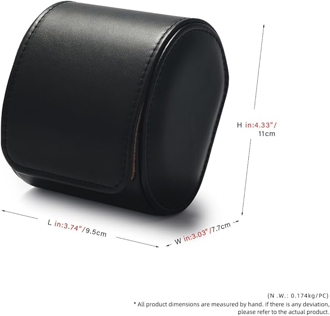Oirlv Premium Leather Watch Roll Travel Case Single Watch Box