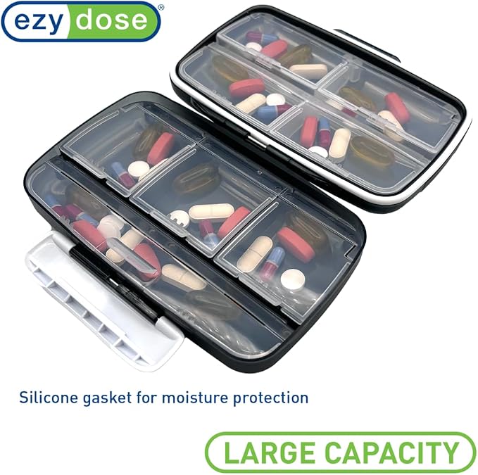 EZY DOSE Moisture-Proof Pill Case, Medicine Planner, Vitamin Organizer Box