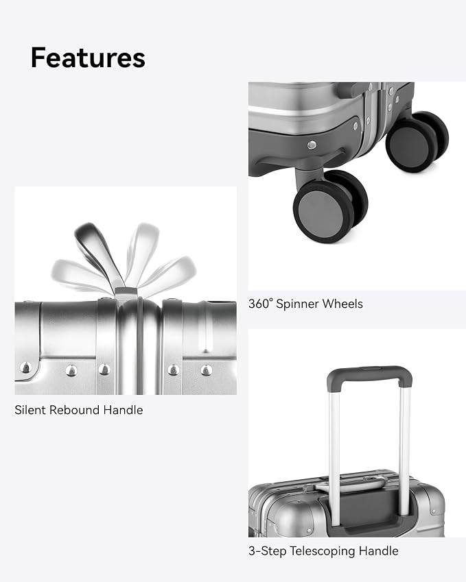 LUGGEX All Aluminum Carry On Luggage