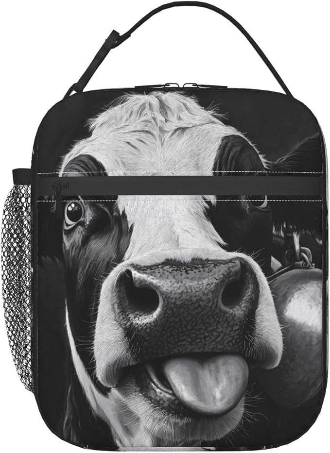 Cow Insulated Lunch Box for Women Men Cow Lunch Bag for Travel, or Fishing