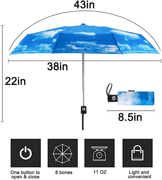 Goothdurs Automatic Mini Travel Windproof Umbrella Compact Auto Open/Close