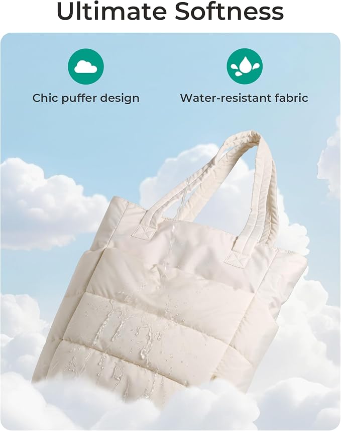 BAGSMART Tote Bag for Women, Lightweight Puffy Tote Bag