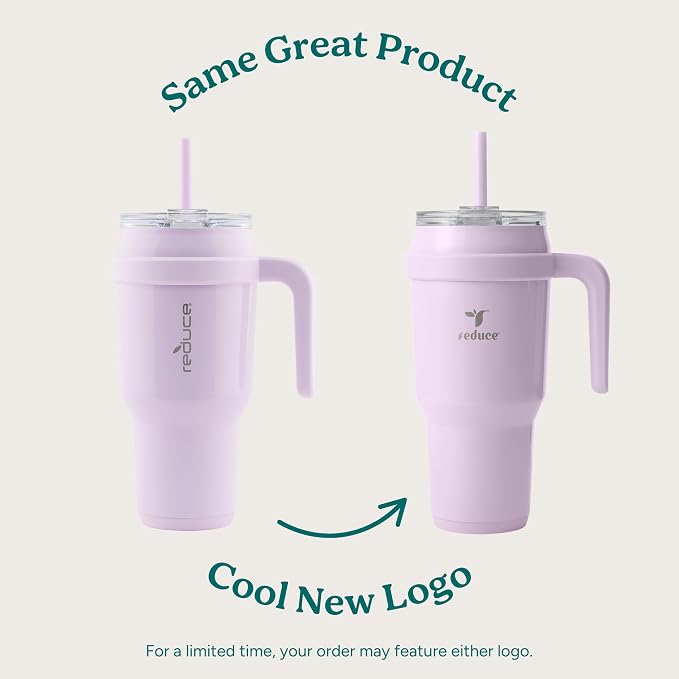 Reduce 40 oz Stainless Steel Tumbler with Handle - Dual-Wall Vacuum Insulated Travel Mug, Sweat-Proof Lid & Reusable Straw - Keeps Drinks Cold for 24 Hrs, Fits Cupholders, Dishwasher Safe -Pina Colada