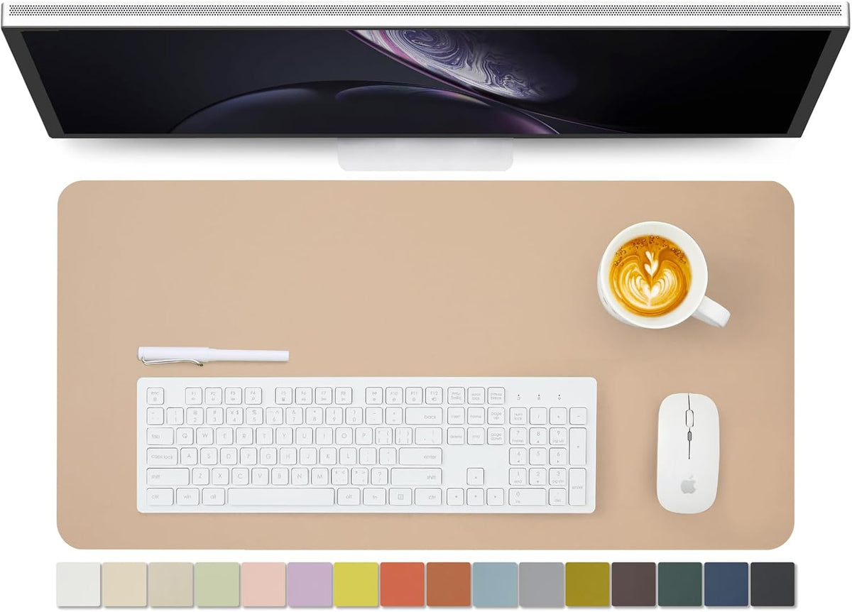 Leather Desk Mat - Non-Slip PU Desk Pad for Office and Home - Desk Organization and Accessories - Ideal for Large Mouse Pad and Desk Mats on Top of Desks (Apricot,27.6"x 13.8")