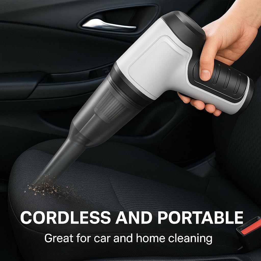 GajetNest Handheld Mini Portable Compact Car Vacuum Cleaner & Blower 2-in-1 with HEPA Filter, Lightweight Design, 25-Minute Running Time, Cordless Rechargeable Crevice Tool - 9000 PA Suction