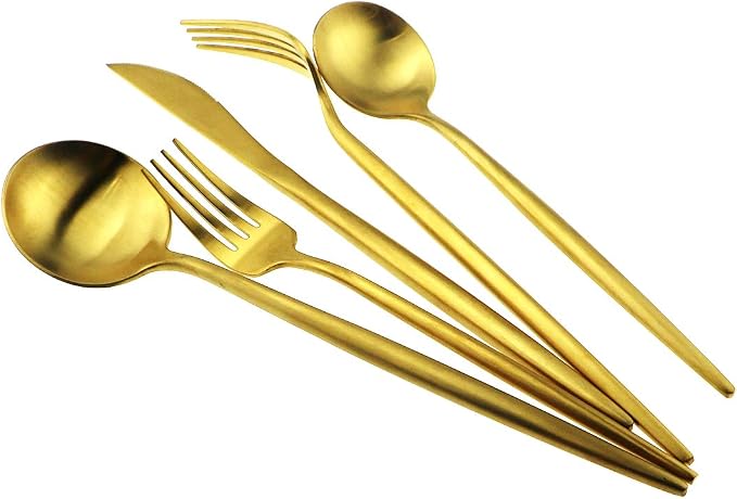 Gugrida 20-Piece 18/10 Stainless Steel Flatware Silverware, Luxury Dinnerware