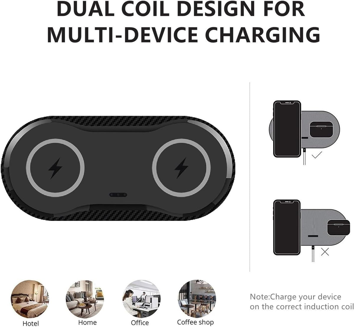 40W Wireless Charging Pad, Dual 20W Fast Wireless Charging Mat for iPhone 16 15 14 13 12 11/SE/X/XS,Apple Airpods 4/3/Pro,15W Wireless Charger Station for Samsung Galaxy S25/Buds (Black with dapter)