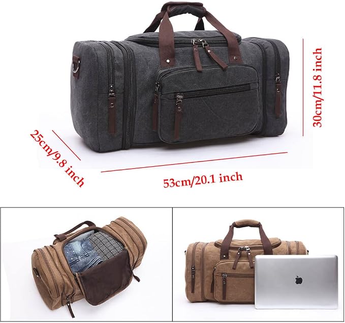 Duffle Bag for Travel, Large Canvas Duffel Bag for Travelling Overnight