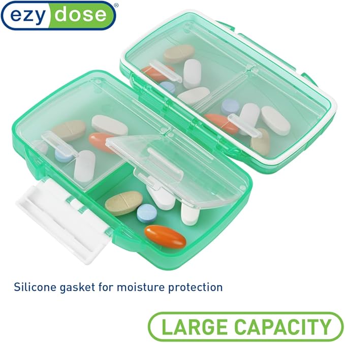 EZY DOSE Moisture-Proof Pill Case, Medicine Planner, Vitamin Organizer Box