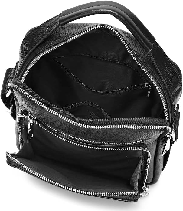 KPYWZER Genuine Leather Shoulder Bag Small Men Messenger Pack Handbag Sling