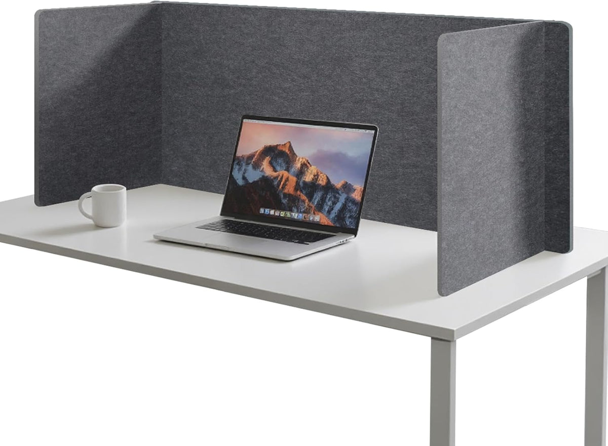 Desk Divider Privacy Screen 3 Panel Sound Absorbing - 47.2”x 23.6”x 19.7” Freestanding Acoustic Partitions for Office, Noise Reducing Panels for School, Home, Library,Dark Grey