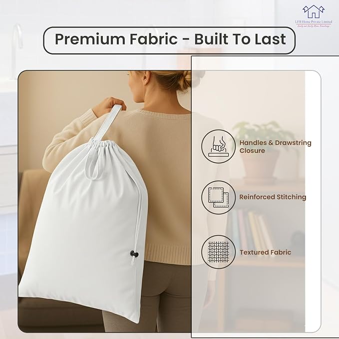 LFH Home Cotton Canvas Large Laundry Bag