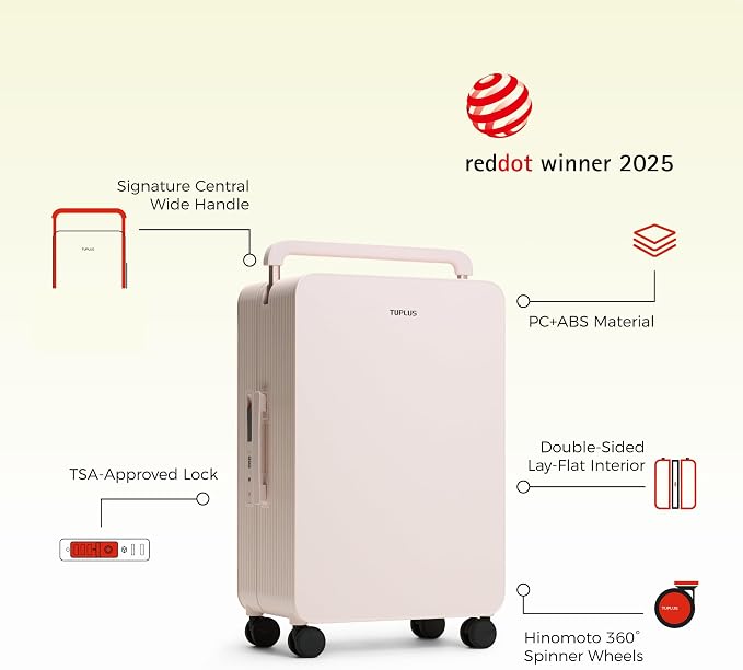 TUPLUS 24” Checked Hardside Luggage Lightweight ABS Travel Suitcase