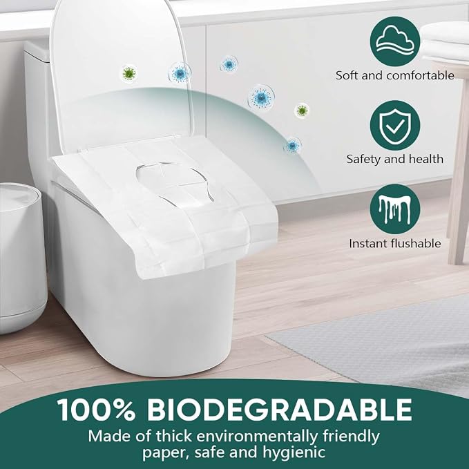 120 Pcs Disposable Flushable Paper Toilet Seat Covers Travel Supplies Essentials