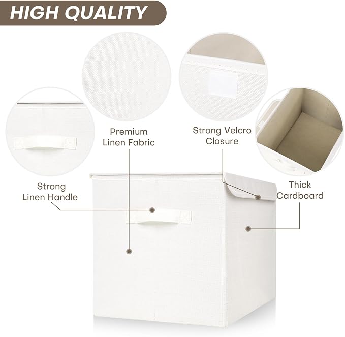 Large 22 Quart Linen Fabric Foldable Storage Bin Cube Organizer Basket