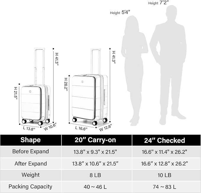 Hanke Hardside Expandable Checked Luggage, 24 Inch Top Opening Trunk Luggages