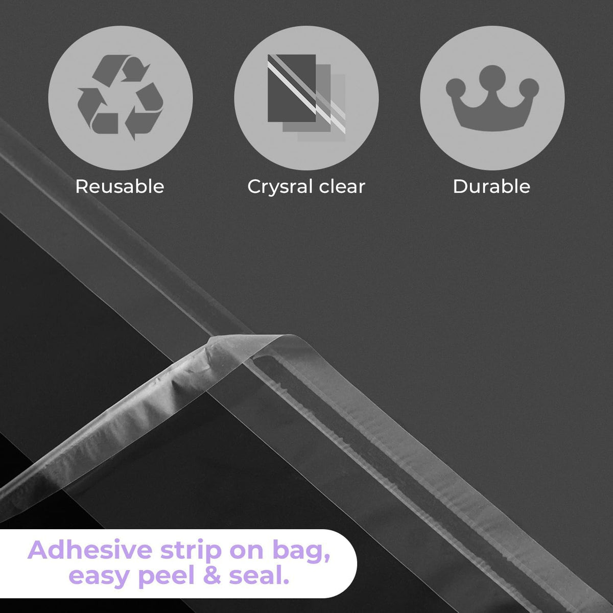 Frametory, 25 Pack 6 1/2" x 8 1/3" Acid-Free Clear Plastic Bags, Self Seal Crystal Photo Sleeves for 6X8 Art Prints, Pictures & Framing Mat Mattes