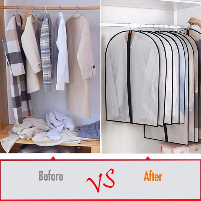 Garment Bags for Hanging Clothes 12 PCS Transparent Waterproof Dustproof