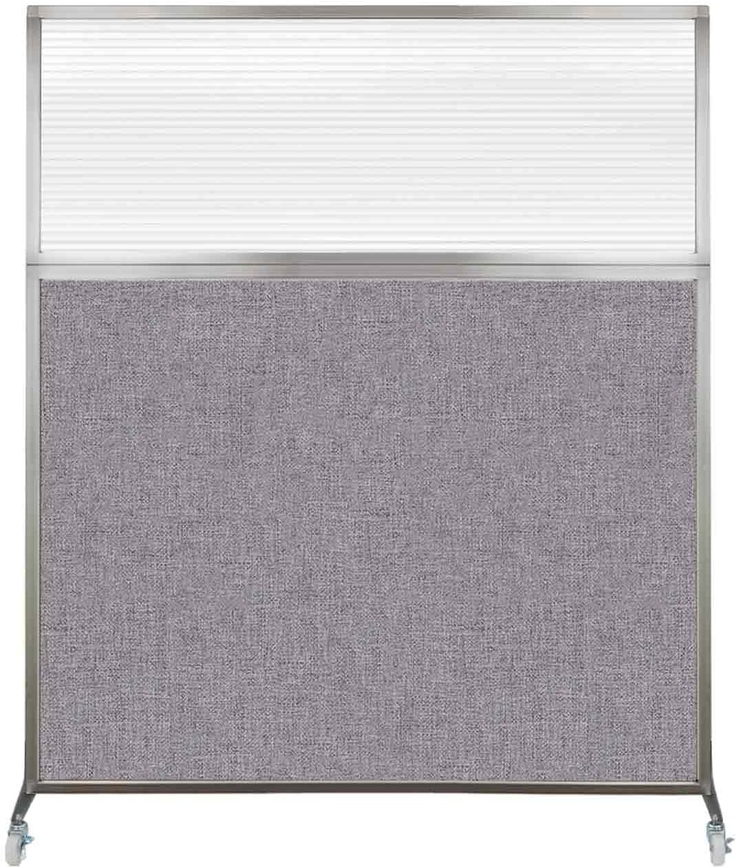 Versare Hush Screen Portable Room Divider with Wheels | Workstation Wall Divider | Freestanding Privacy Hush Panels | Clear Fluted Windows | Fabric Office Divider Screen | Great for Room Separation