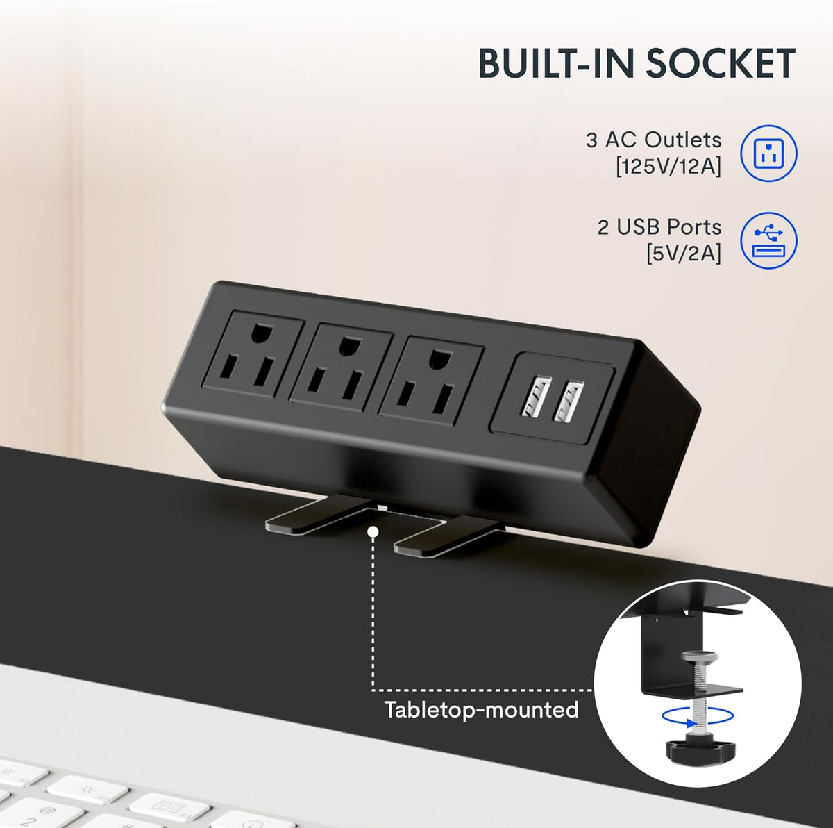 FLEXISPOT EN2 Whole-Piece Standing Desk with Clamp Power Strip, 48 x 24 Electric Stand Up Height Adjustable Desk with Cable Management (Black Frame + 48" Black Walnut Desktop, 2 Packages)