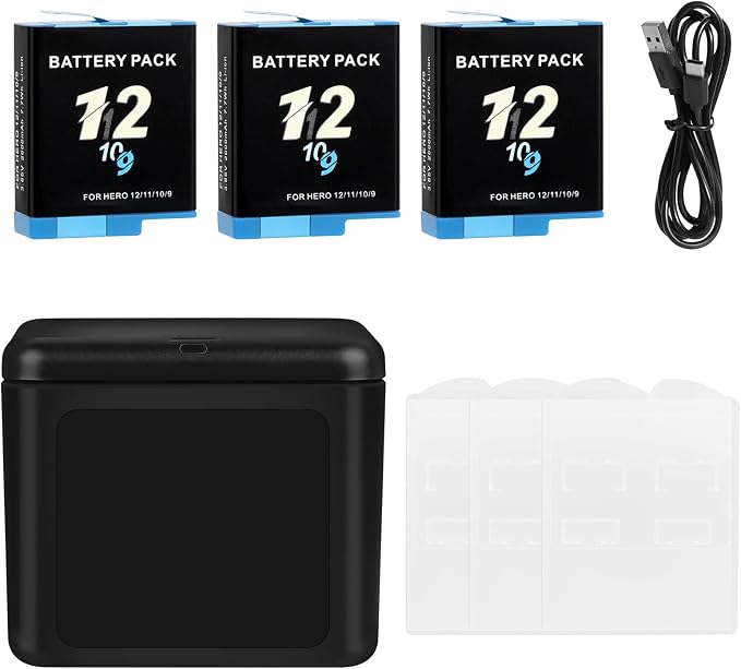 Battery Charger Kits for GoPro Hero 12 11 10 9 Black