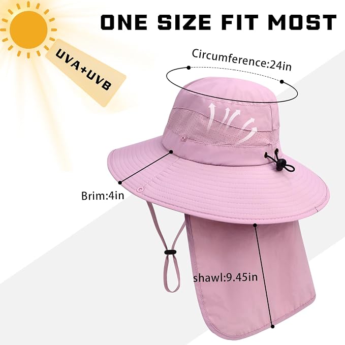 Sun Hats for Men Women, UPF50+ Protection Safari Hat, Wide Brim Fishing Hat