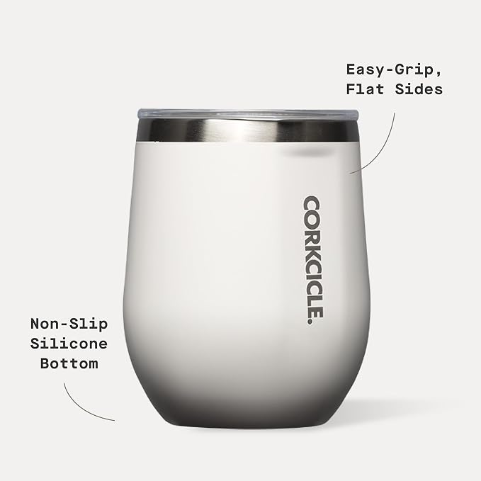 Corkcicle Stemless Wine Tumbler - Keeps Drinks Cold for 6 Hours - Triple-Insulated Stainless Steel - Non-Slip Base - Summer Drinkware Gift - Keeps Drinks Ice Cold - 12 oz - Oat Milk