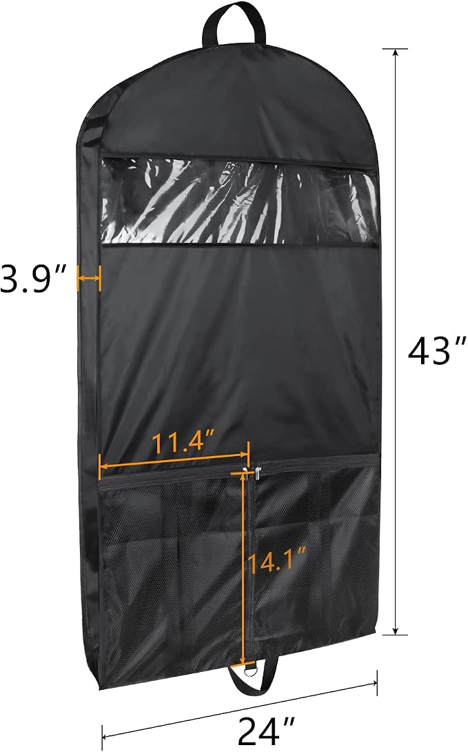 Univivi Garment Bags for Travel and Storage 43" Hanging Suit Bag Clear Suits