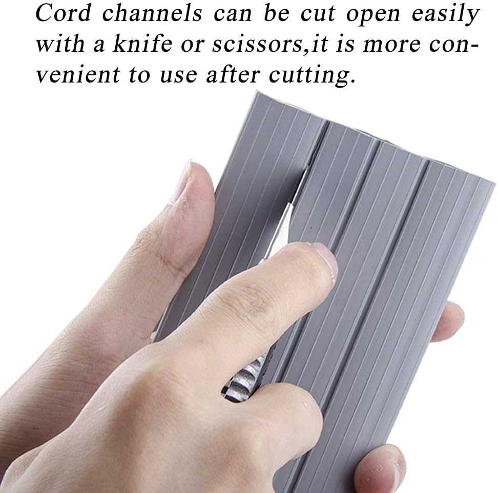 20Ft Cord Cover Heavy Duty Cable Protector 3 Channels Contains Cords Cables and Wires Easy to Unroll-Conceal Wires of Home Office Workshop Concerts or Other Outdoors Surround (Gray-2PCS 10Ft)
