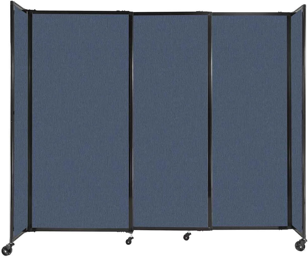 Versare Straightwall Sliding Portable Wall Partition | Freestanding Office Dividers | Locking Wheels | Temporary Room Separator | 7'2'' Wide x 6' Tall Ocean Fabric Panels