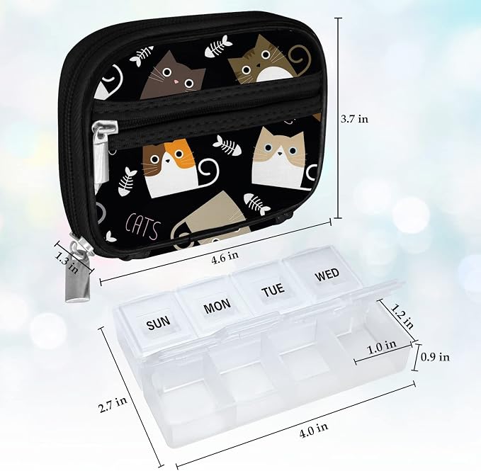 Serfeymi Weekly Travel Pill Organizer Pill Case