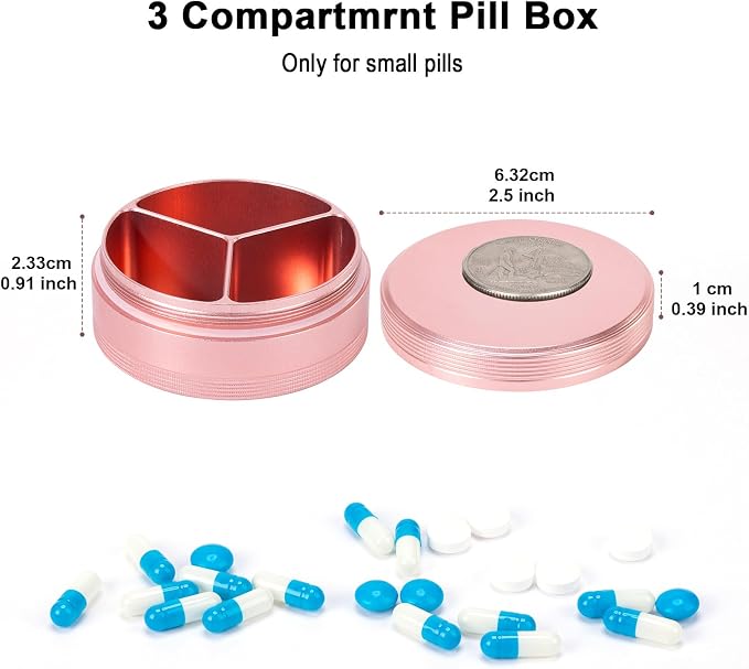 Metal Travel Pill Box 3 Compartment